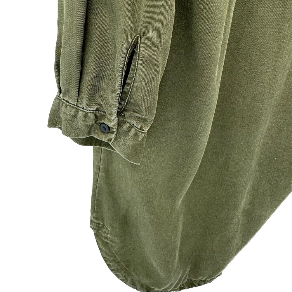 Zara Woman Denim Button Front Shirt Dress Large Army Green 3/4 Sleeves Lyocell - Picture 5 of 11